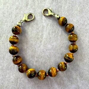 Vintage tigers eye bead and silver 925 bracelet with spacer beads